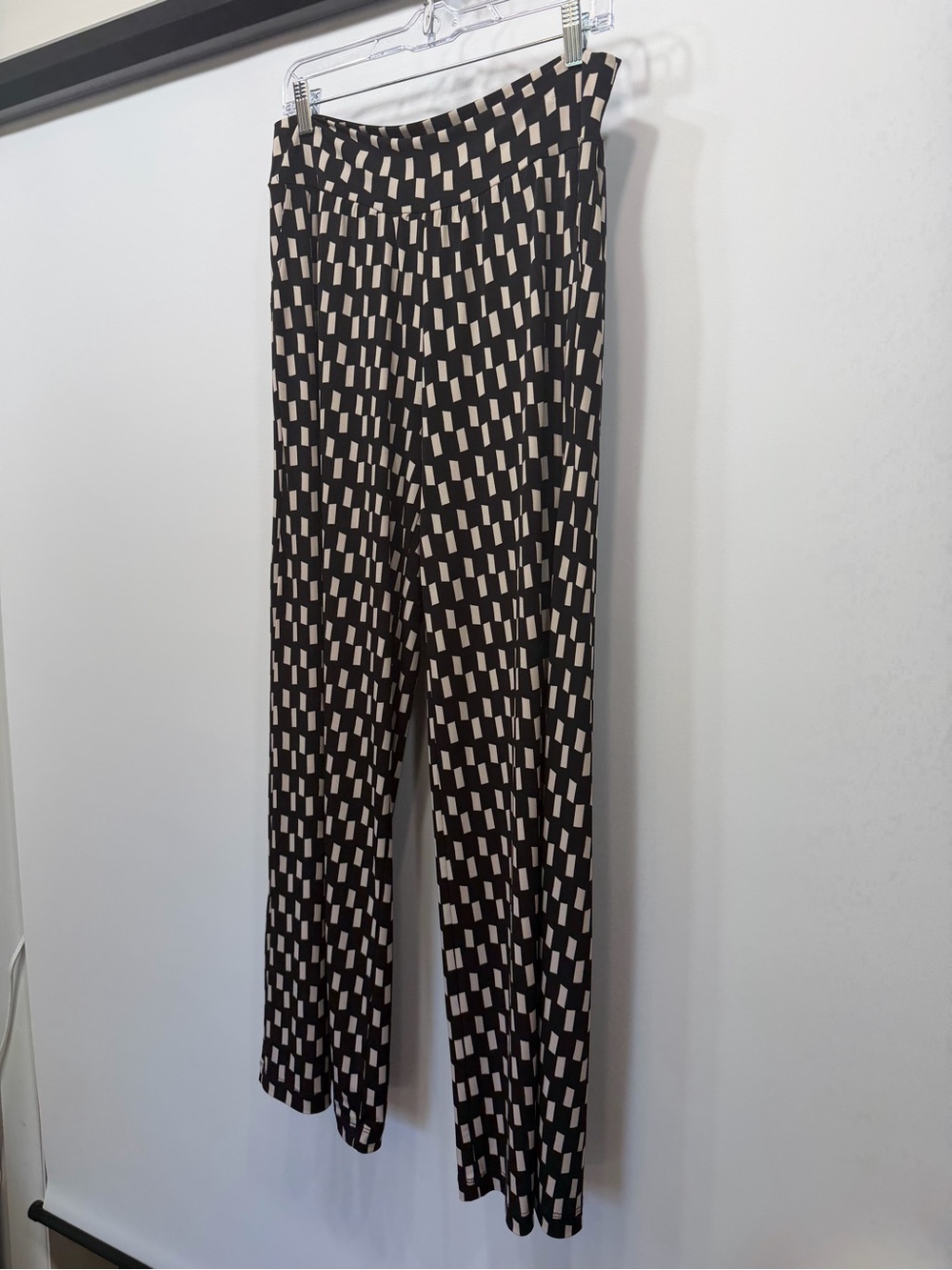 Clara Sun Woo Black & White Geometric Wide Leg Pants 1X Made in USA - Picture 3 of 11